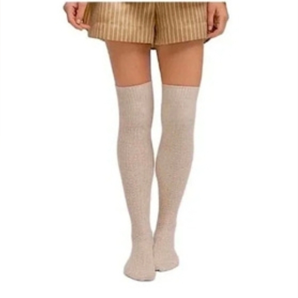 Pudus Women's Tan Thigh-high Sweater‎ Socks Shoe Size 6-10 NEW!